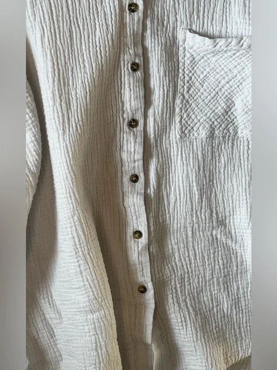 Rue21 Women’s Lightweight Crinkle Button Down Gauze Shirt Long Sleeves SZ XL - Picture 4 of 10